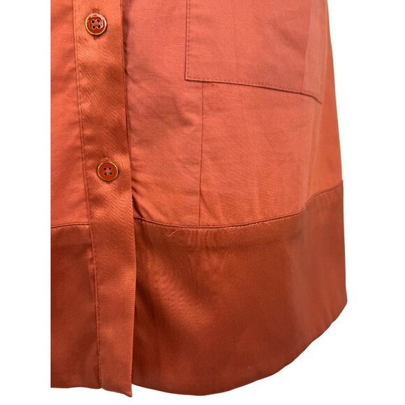 Vintage Y2K Bebe Rust Orange Belted Mini Shirt Dress w/Pockets & Satin Trim S - Picture 6 of 16